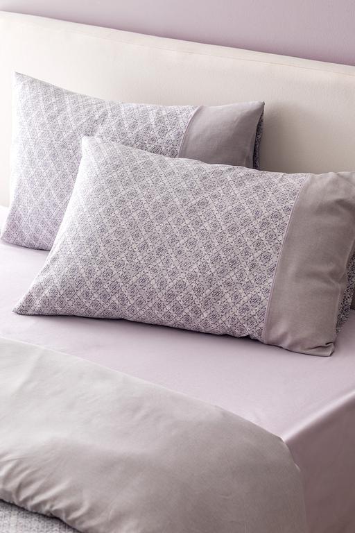  Clarice Family Size %100 Pamuk Madame Coco Crep Baskılı Nevresim Takımı - Mürdüm