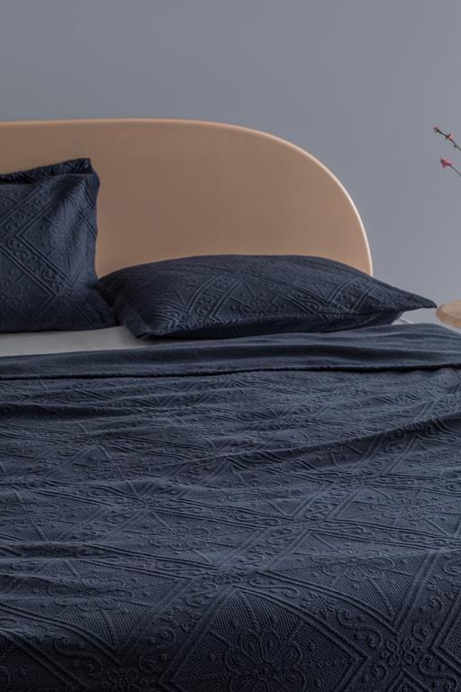  Marjolaina %100 Pamuk King Size Yatak Örtüsü - Lacivert