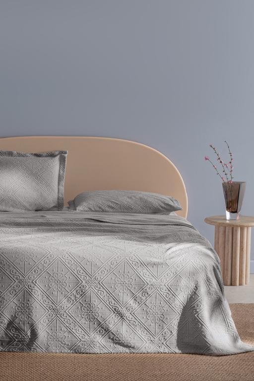  Marjolaina %100 Pamuk King Size Yatak Örtüsü - Gri