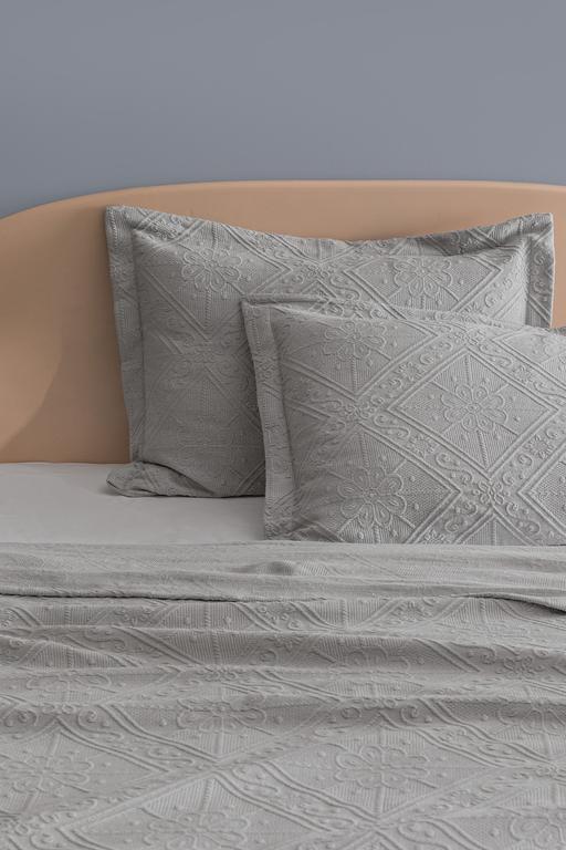  Marjolaina %100 Pamuk King Size Yatak Örtüsü - Gri