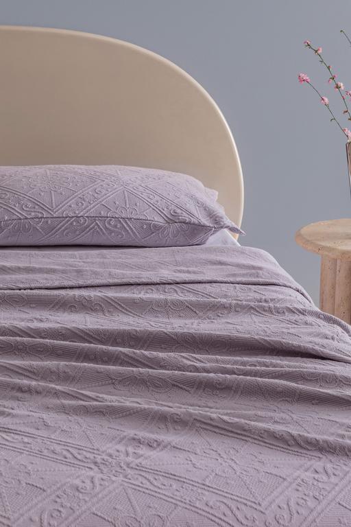  Marjolaina %100 Pamuk King Size Yatak Örtüsü - Açık Mürdüm
