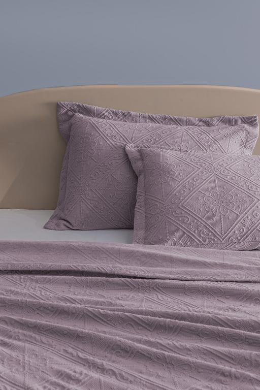  Marjolaina %100 Pamuk King Size Yatak Örtüsü - Açık Mürdüm