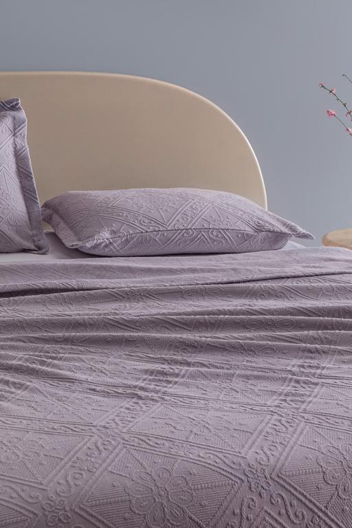  Marjolaina %100 Pamuk King Size Yatak Örtüsü - Açık Mürdüm