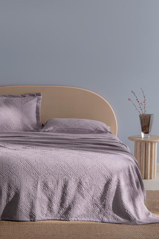  Marjolaina %100 Pamuk King Size Yatak Örtüsü - Açık Mürdüm