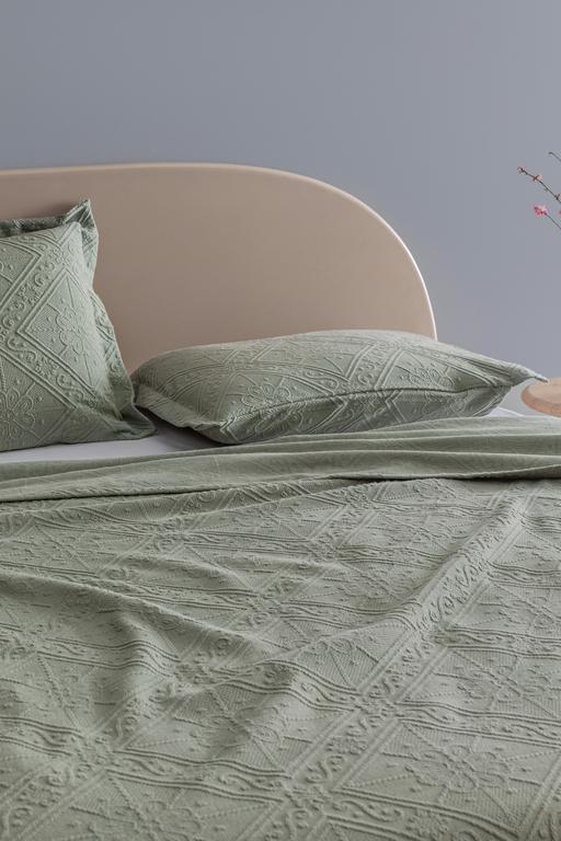  Marjolaina %100 Pamuk King Size Yatak Örtüsü - Haki