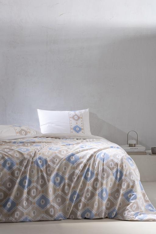  Avril King Size %100 Pamuk Ranforce Baskılı Nevresim Takımı - Bej
