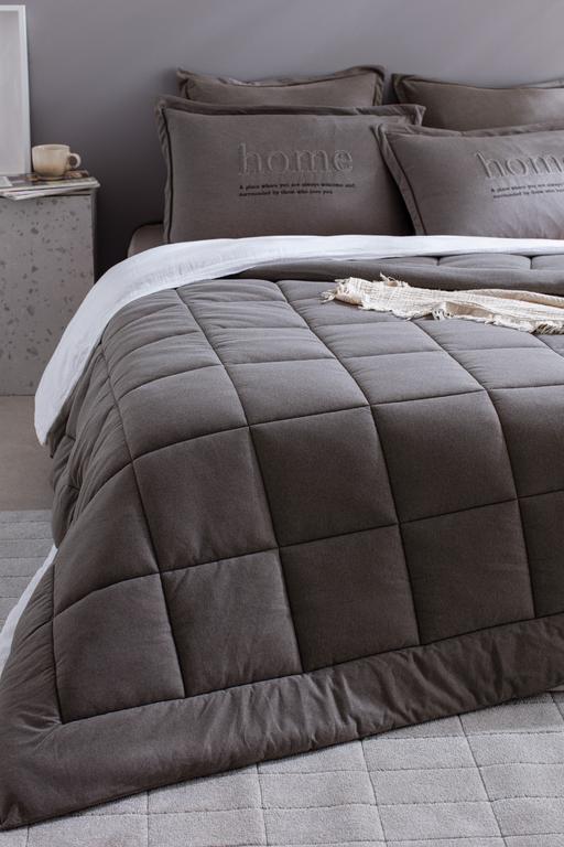  Bobigny King Size Pamuklu SuperSoft Comforter Set - Antrasit