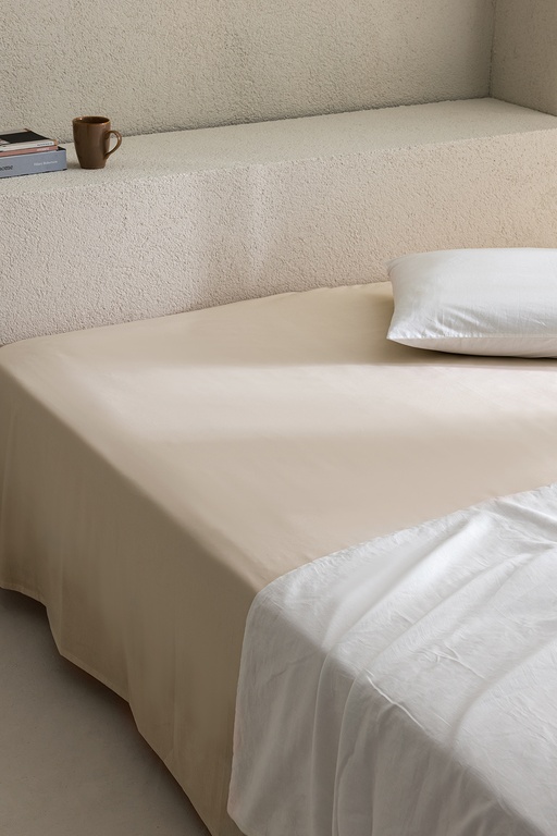  Manon King Size %100 Pamuk Ranforce Lastiksiz Çarşaf - Bej
