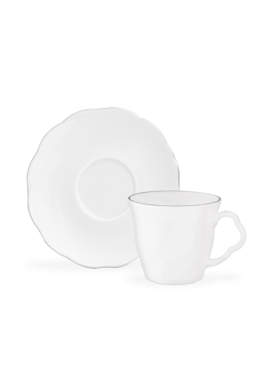  Vela 6 Kişilik 12 Parça Kahve Fincan Takımı - Beyaz/Silver - 90 ml
