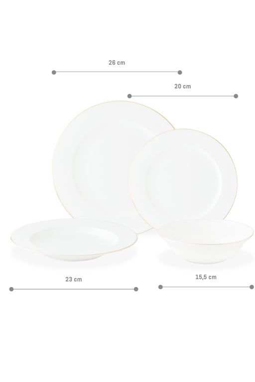  Galena 6 Kişilik 24 Parça Yemek Takımı - Beyaz/Gold