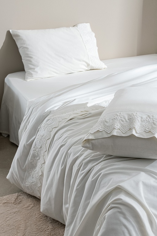  Modena King Size %100 Pamuk Brodeli Nevresim Takımı - Beyaz