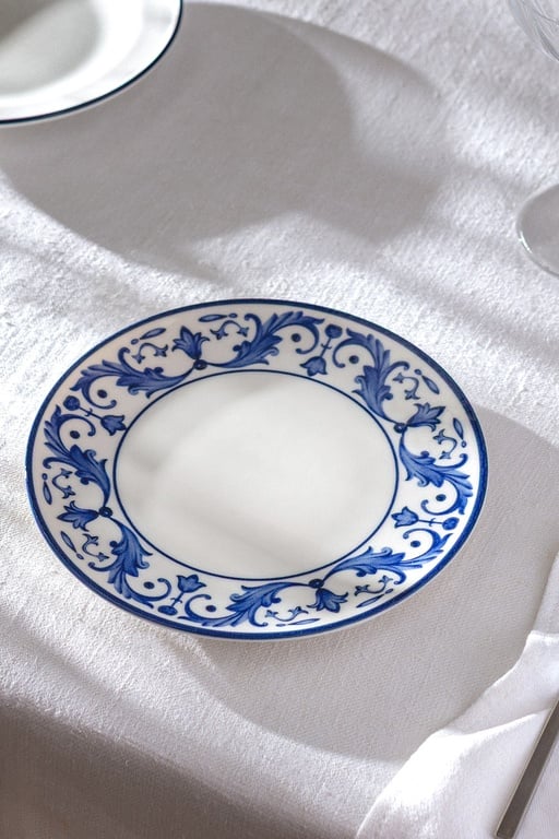  Reve Bleu Nuit Pasta Tabağı - 10 cm - Mavi/Beyaz
