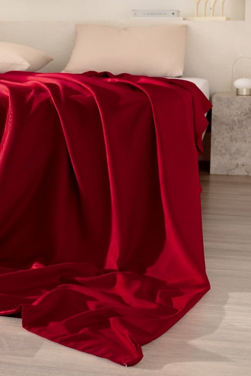  Ciel King Size %100 Pamuk Saten Nevresim - Kırmızı