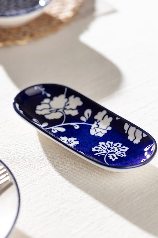  Rêve Bleu Petite Fleur New Bone China Servis Tabağı - 14 cm - Mavi/Beyaz