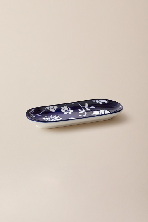  Rêve Bleu Petite Fleur New Bone China Servis Tabağı - 14 cm - Mavi/Beyaz