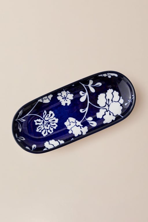  Rêve Bleu Petite Fleur New Bone China Servis Tabağı - 14 cm - Mavi/Beyaz