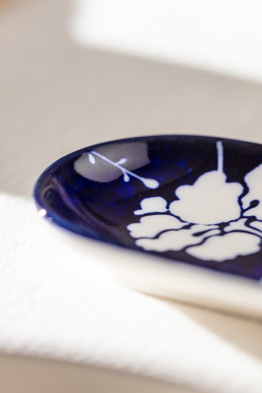  Rêve Bleu Petite Fleur New Bone China Servis Tabağı - 14 cm - Mavi/Beyaz