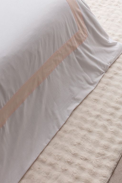  Valette King Size %100 Pamuk Nevresim Takımı - Beyaz/Pudra
