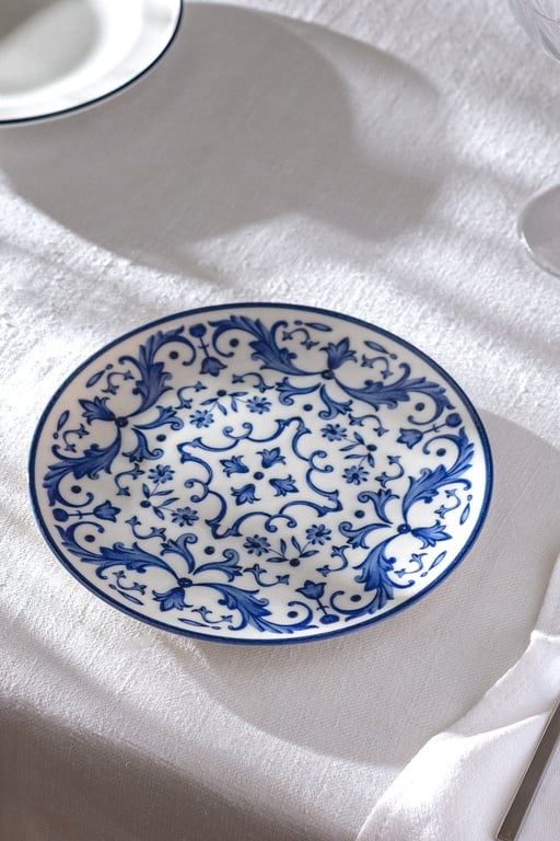  Reve Bleu Serenity Pasta Tabağı - 19 cm - Mavi/Beyaz