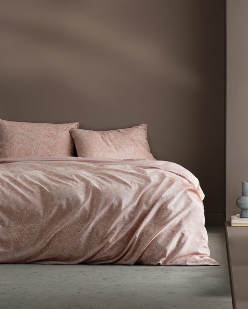Emele King Size Pamuklu Baskılı Nevresim Takımı - Pudra